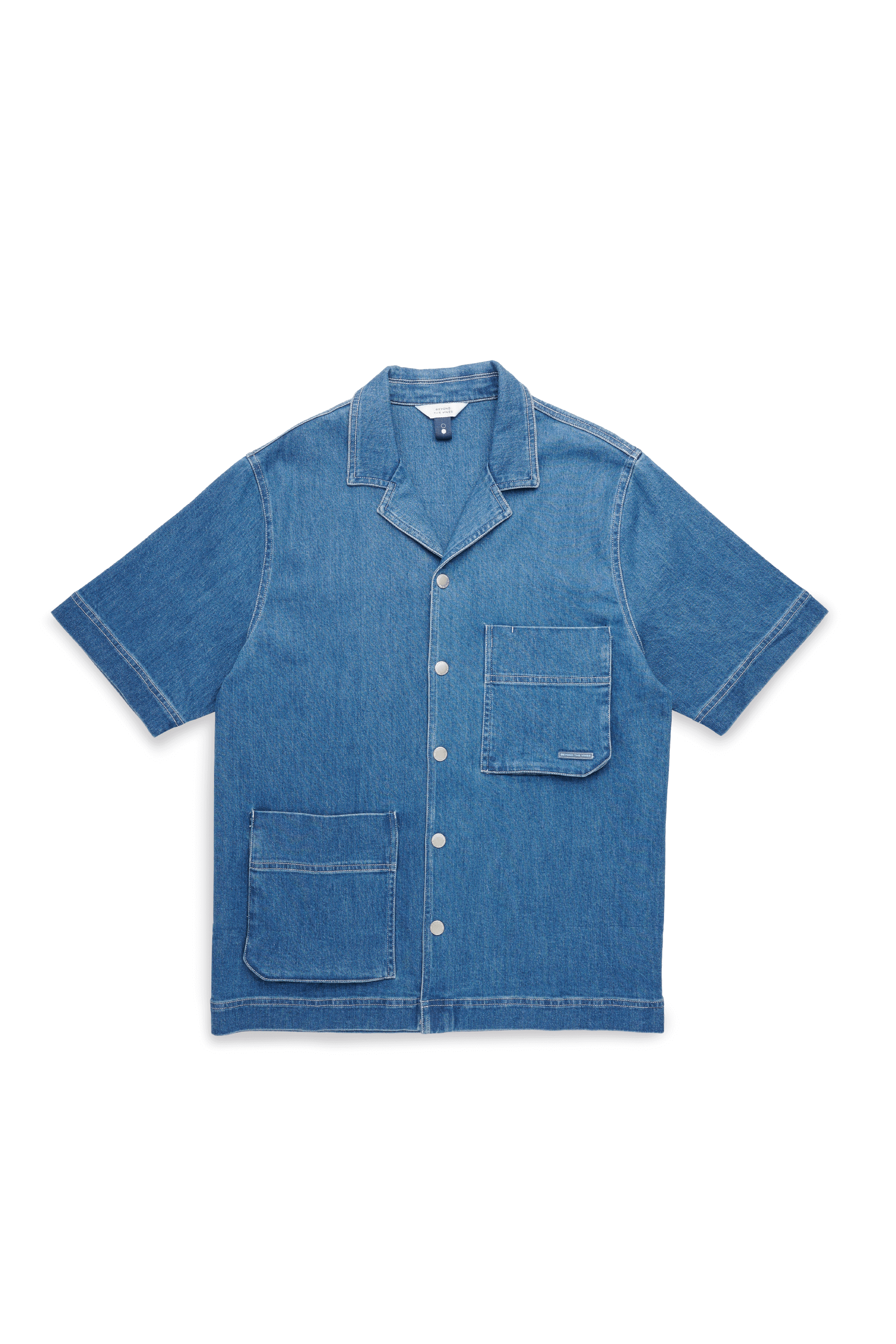 Mens Camp Collar Denim Shirt - Main Image
