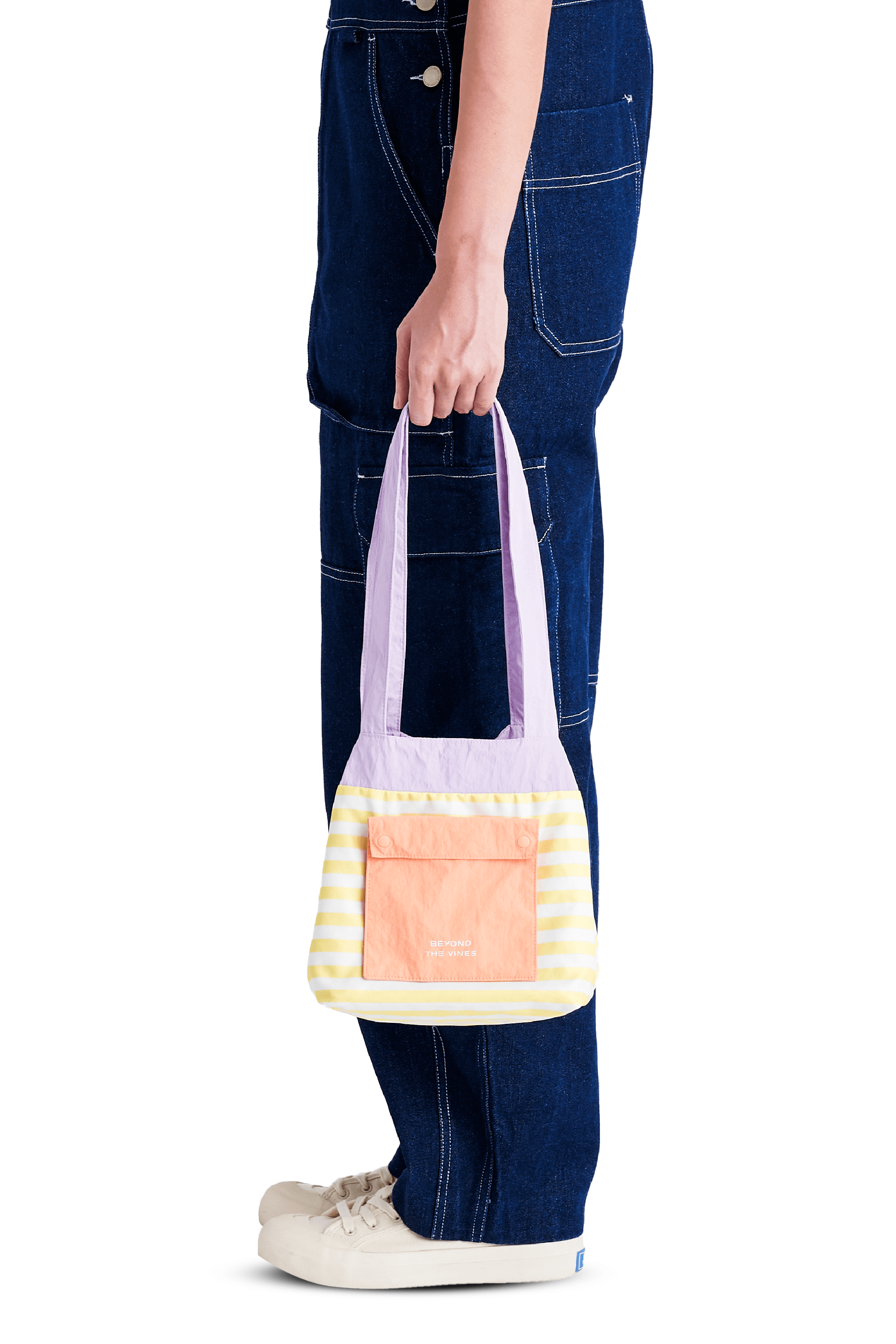 関税込み★BEYOND THE VINES★Striped Mini Reversible Bag STRIPEDMINIRRB_LILACCORAL1.png