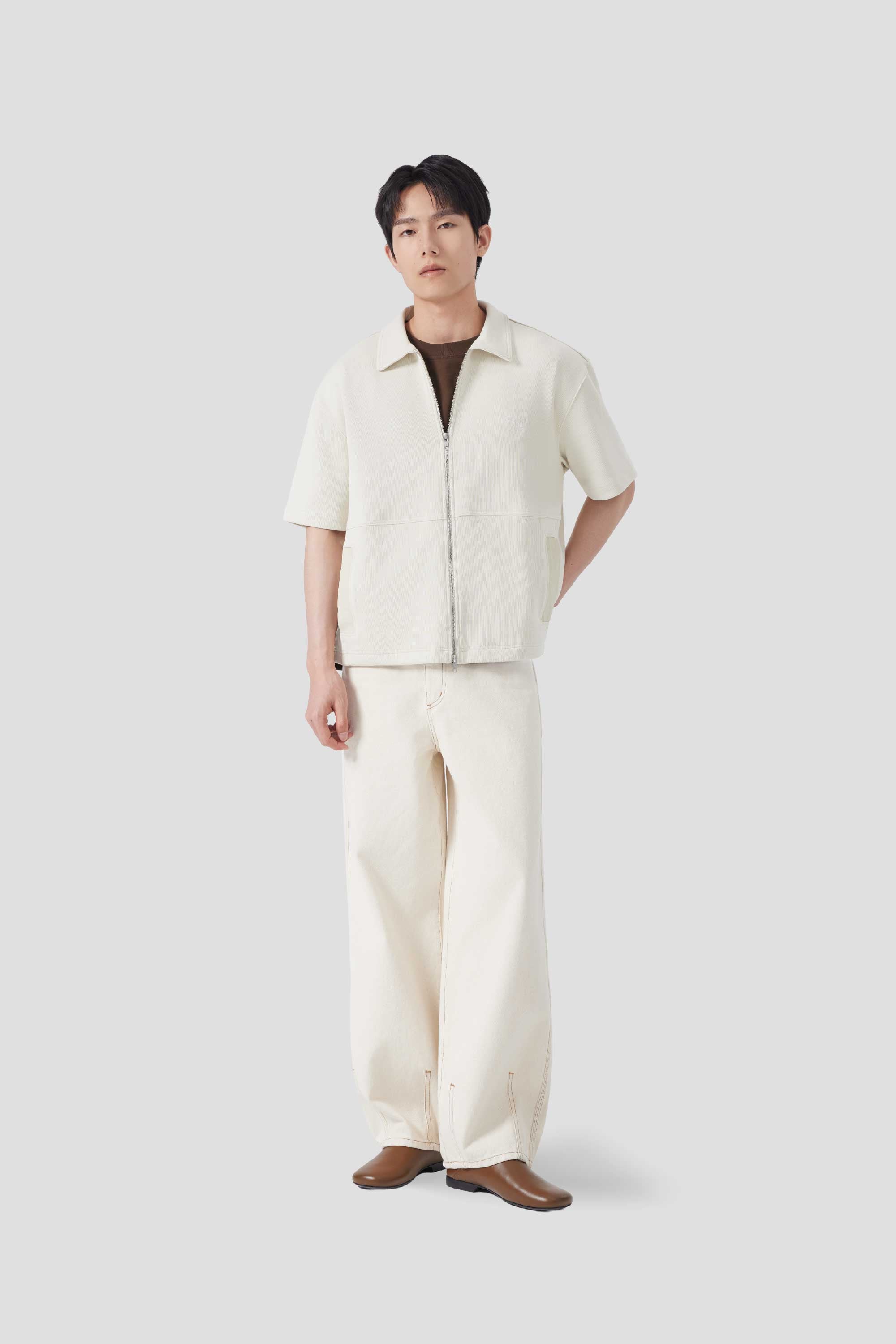 【未使用】AUBERGE Tシャツ JAZZ ホワイト 38(最高級コットン Mens Short Sleeve Jersey Overshirt Beyond The Vines - Beyond The