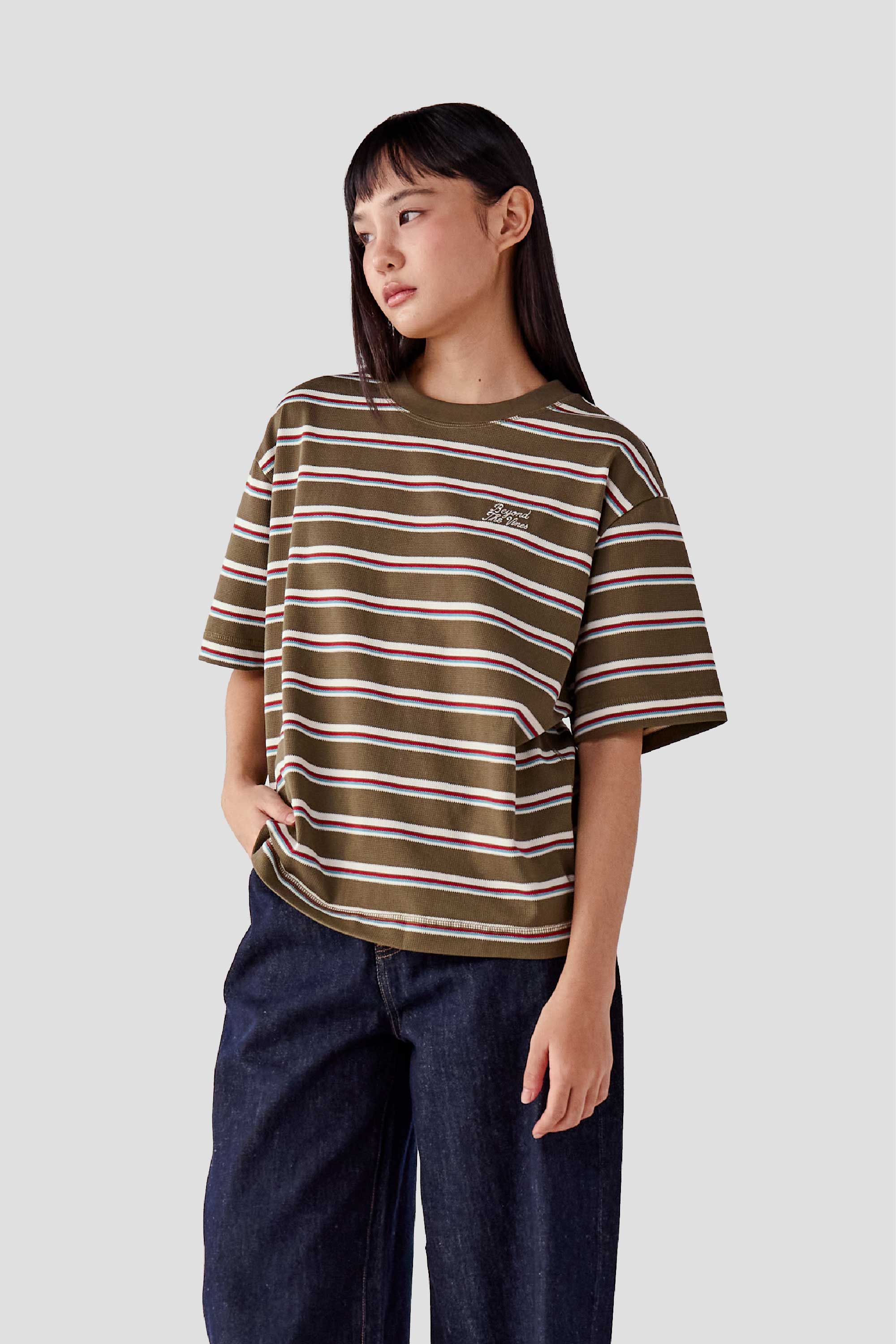 Womens Striped Relaxed T Shirt | ビ Beyond The Vines – Beyond The
